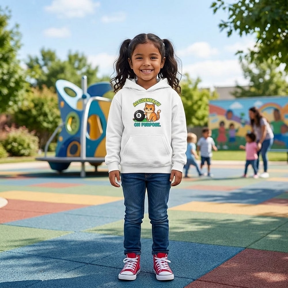 Accidentally on Purpose — Sassy Pool Cat Kids Hoodie