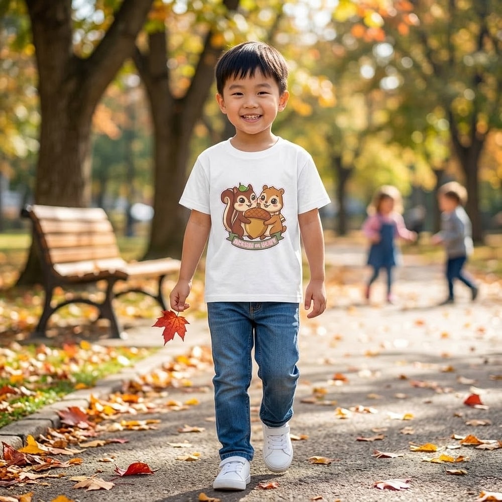 Acorn Or Bust — Whimsical Chipmunk Buddies Kids Tee