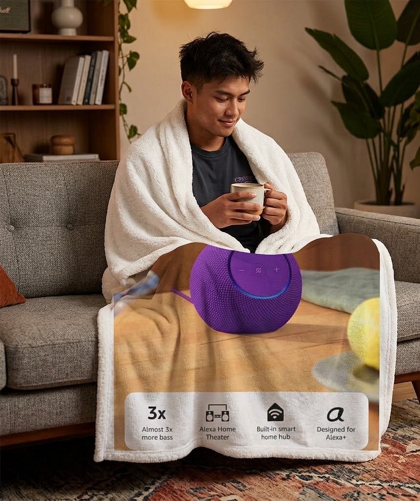 Amazon Echo Dot Max (newest model), Alexa speaker with room-filling sound and nearly 3x bass, Great for living rooms and