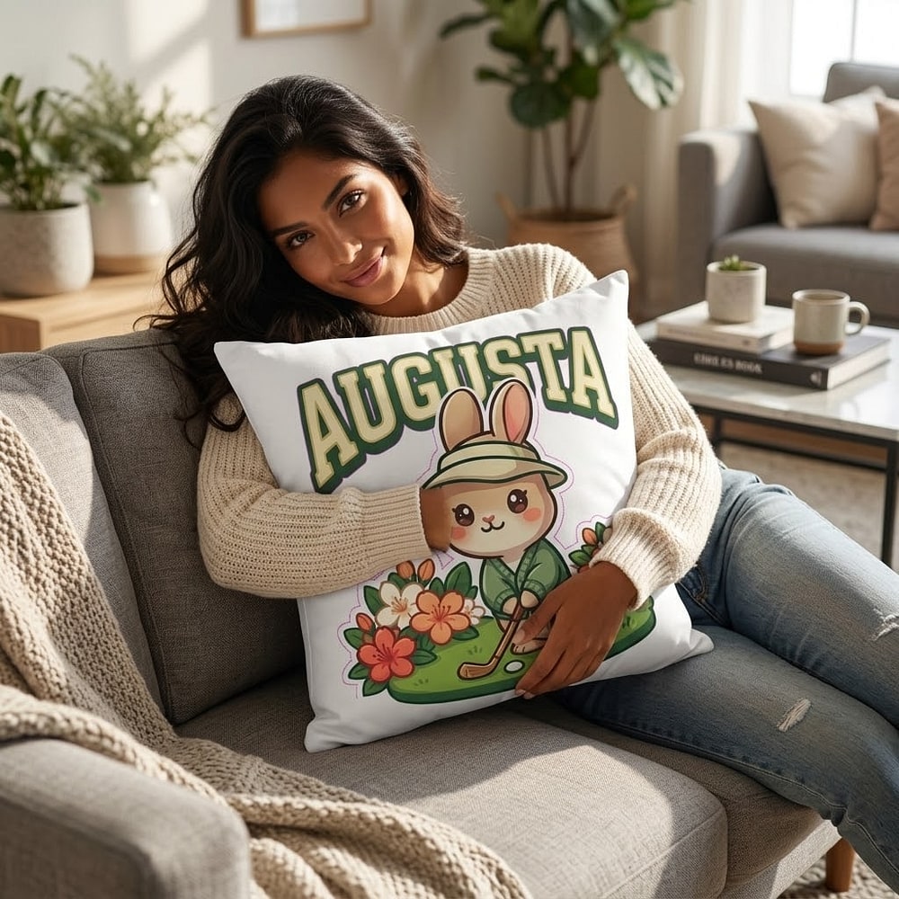 Augusta — Swing By, Y'all! Azalea Golf Bunny Throw Pillow