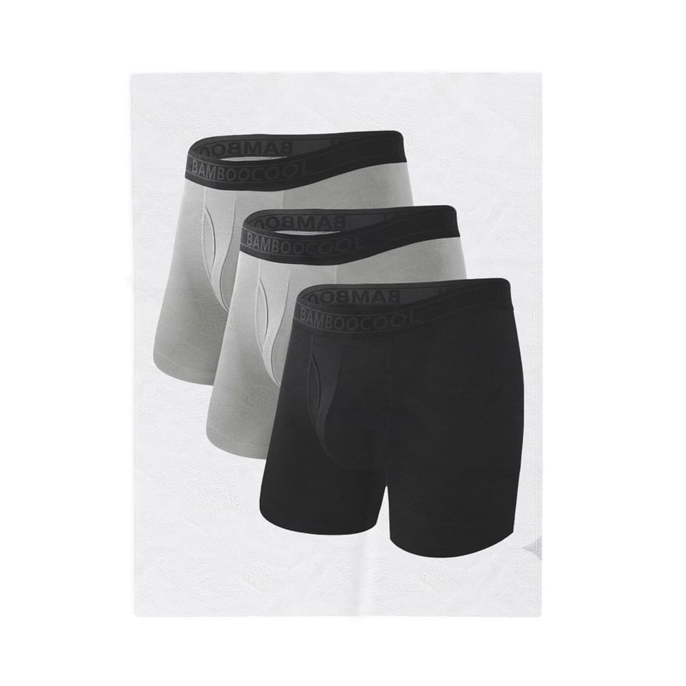 BAMBOO COOL Men's Underwear Breathable Boxer Briefs with Fly Moisture-Wicking Lightweight Underwear 7-Pack