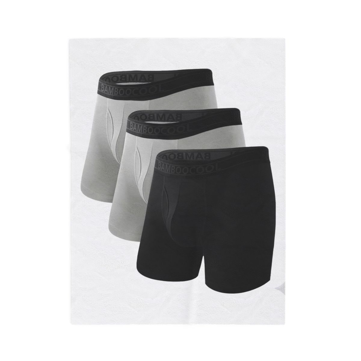 BAMBOO COOL Men's Underwear Breathable Boxer Briefs with Fly Moisture-Wicking Lightweight Underwear 7-Pack