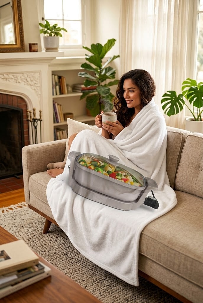bella Fits-Anywhere™ SAUTE Make & Take Skillet, Non-Toxic, Ceramic, Oatmilk