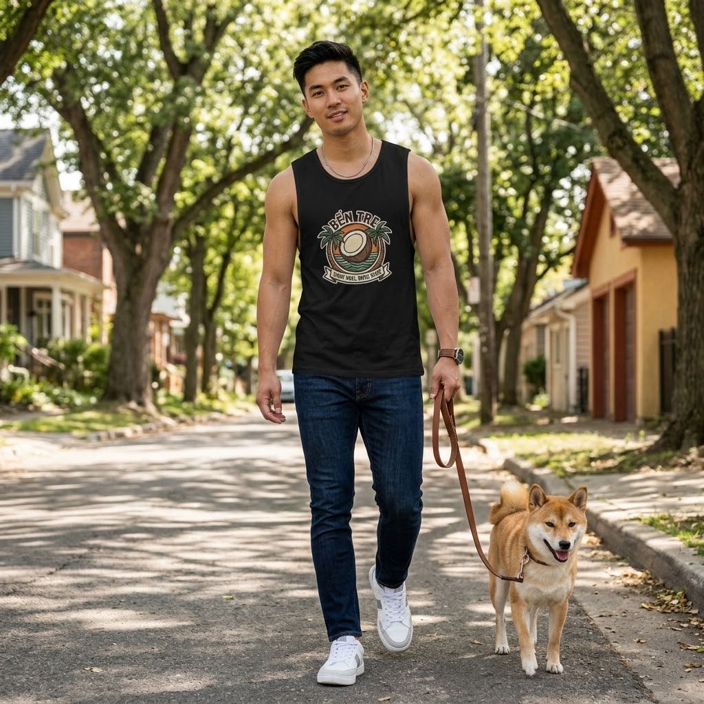 Bến Tre — Tough Shell, Sweet Heart Vintage Coconut Crest Men's Muscle Tank