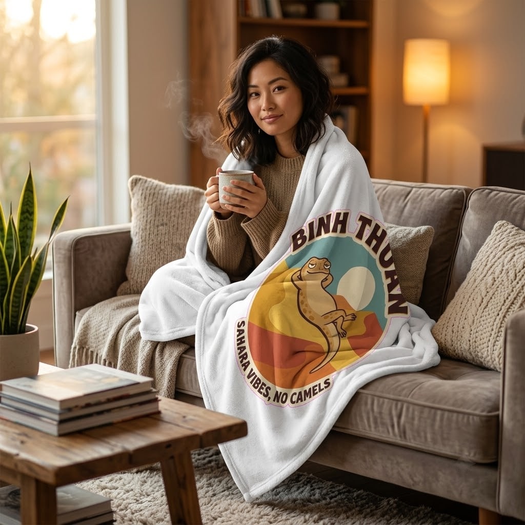 Binh Thuan — Sahara Vibes, No Camels Deadpan Sand Lizard Plush Blanket