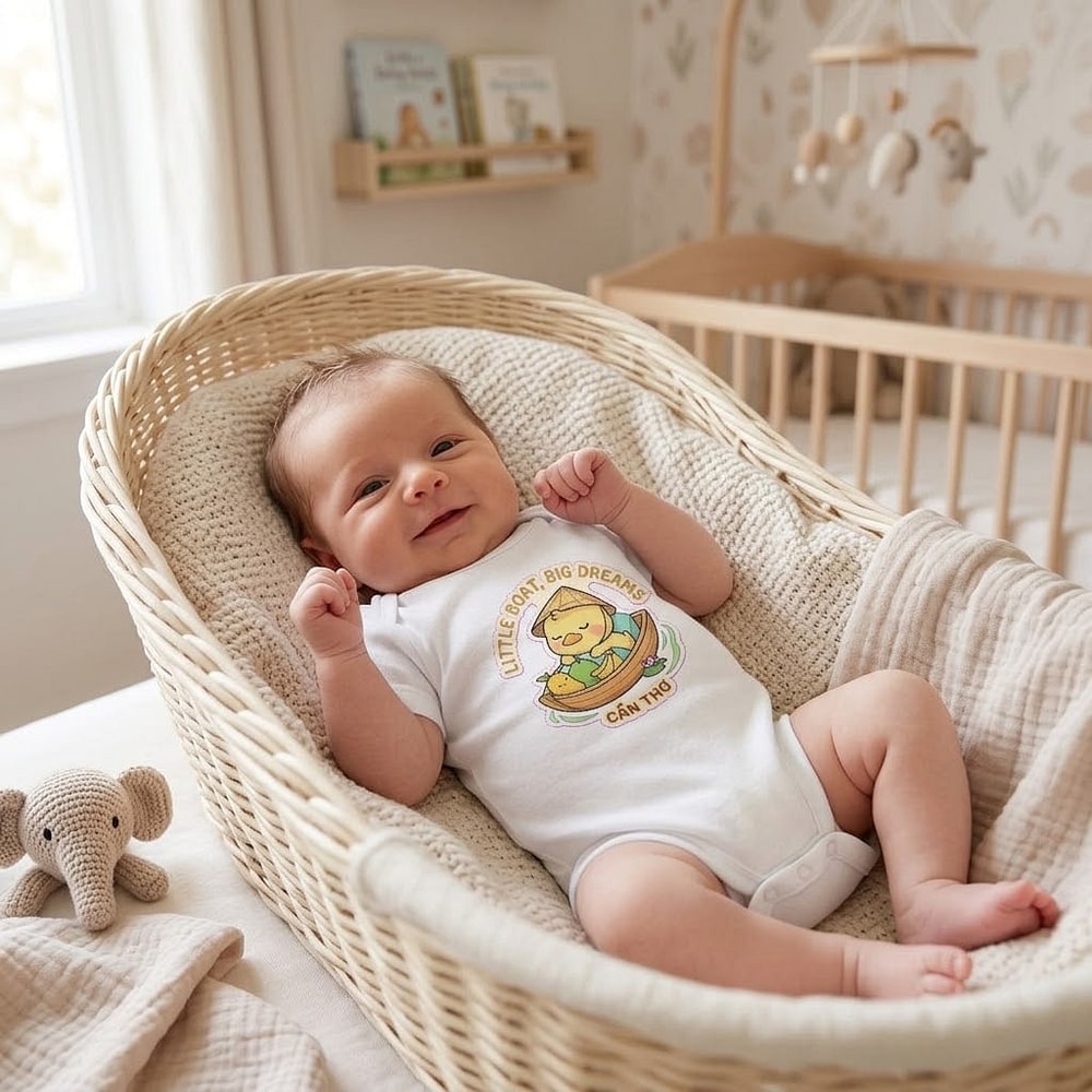 Can Tho — Little Boat, Big Dreams Kawaii Duckling Baby Bodysuit