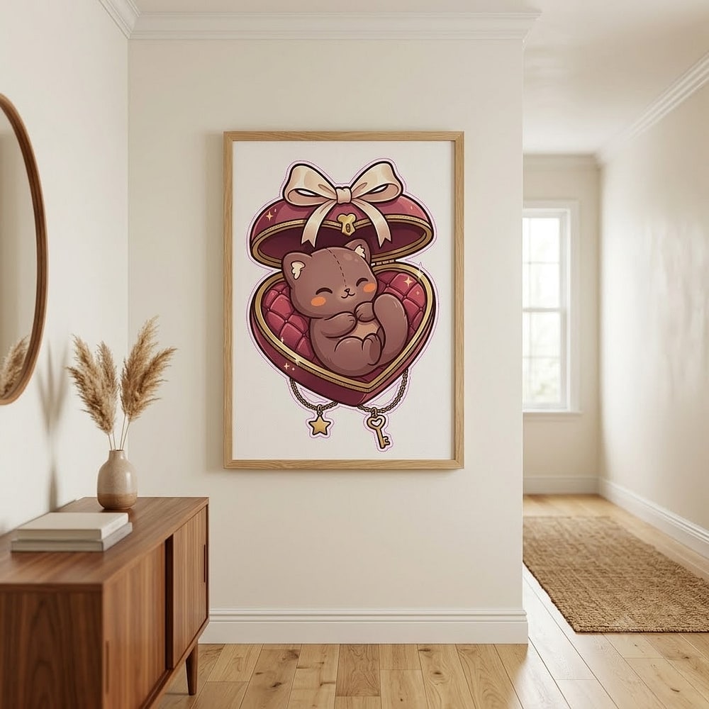 Carry My Heart — Romantic Charm-Locket Teddy Stretched Canvas