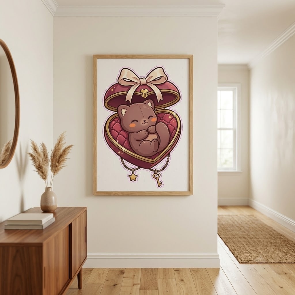 Carry My Heart — Romantic Charm-Locket Teddy Stretched Canvas