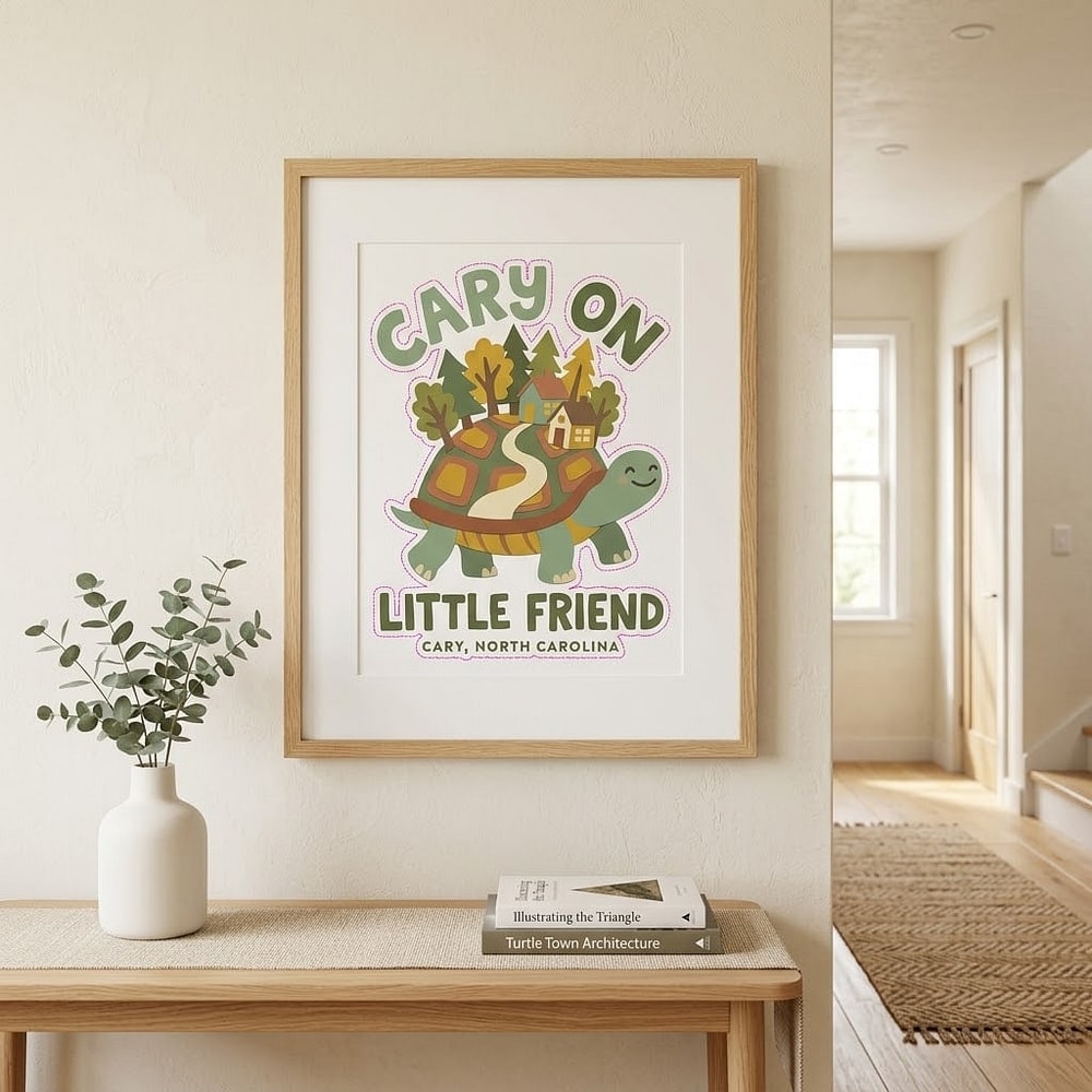 Cary On, Little Friend — Cozy Turtle Town Stretched Canvas