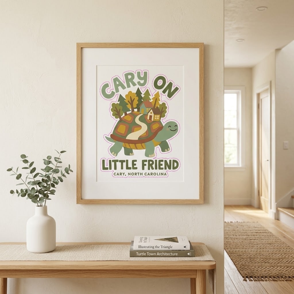 Cary On, Little Friend — Cozy Turtle Town Stretched Canvas