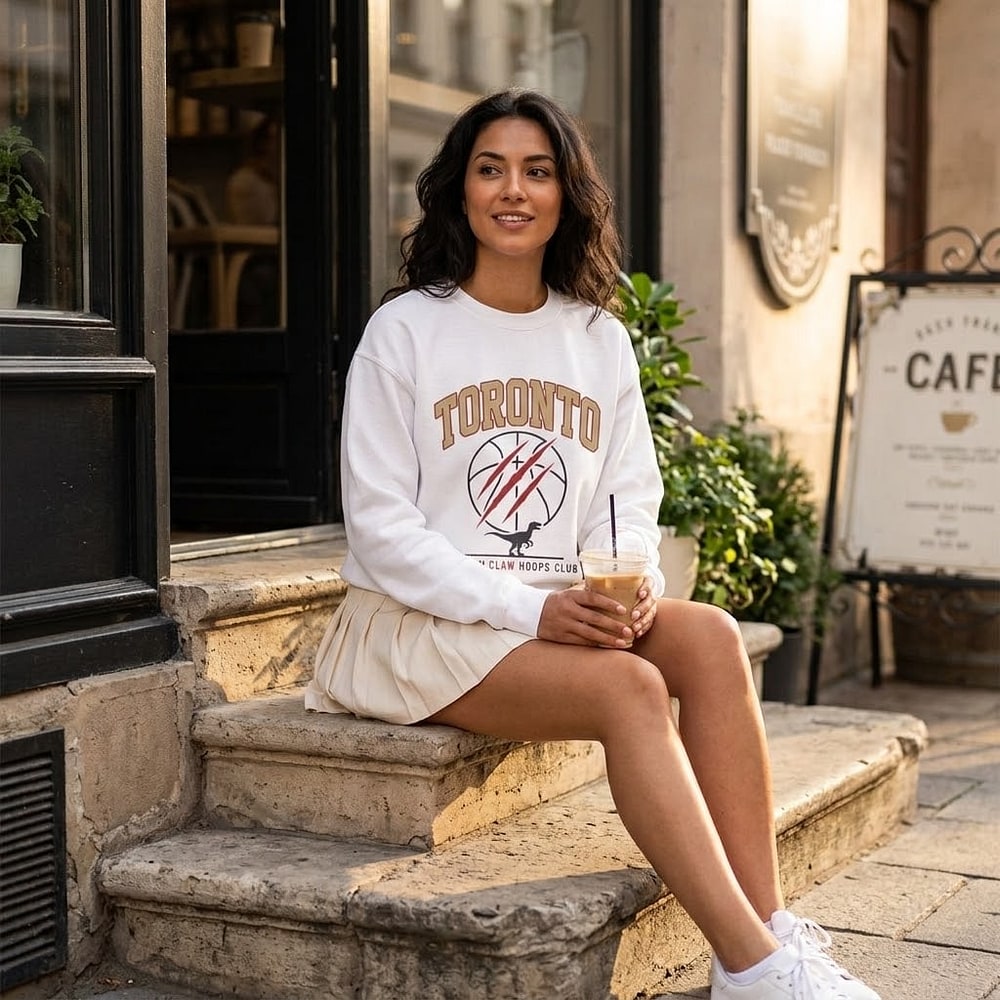 Claw Marks the Spot — Minimalist Toronto Dino Hoops Crewneck Sweatshirt