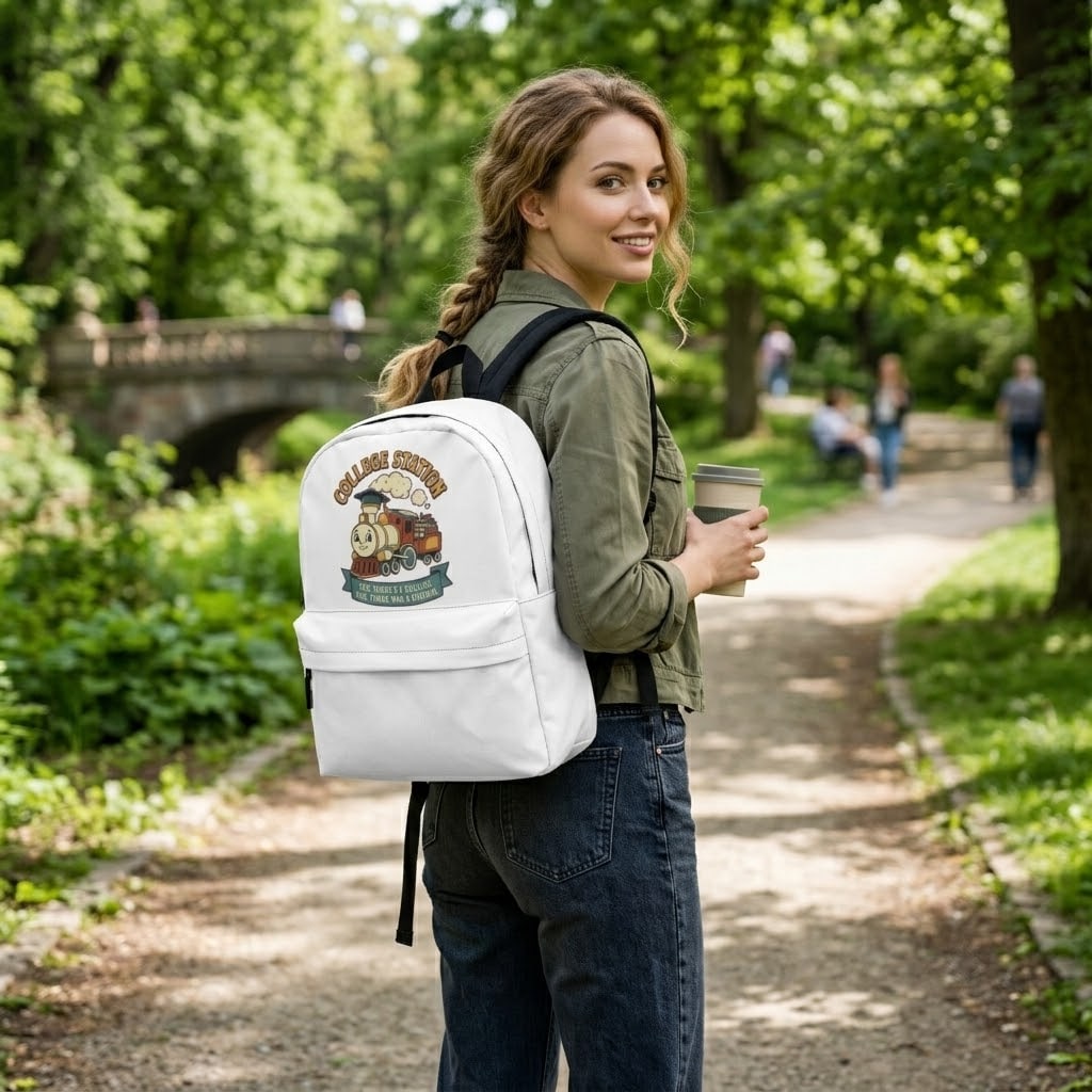 College Station — Yes, There's a College. Yes, There Was a Station. Whimsical Graduate Train Classic Backpack