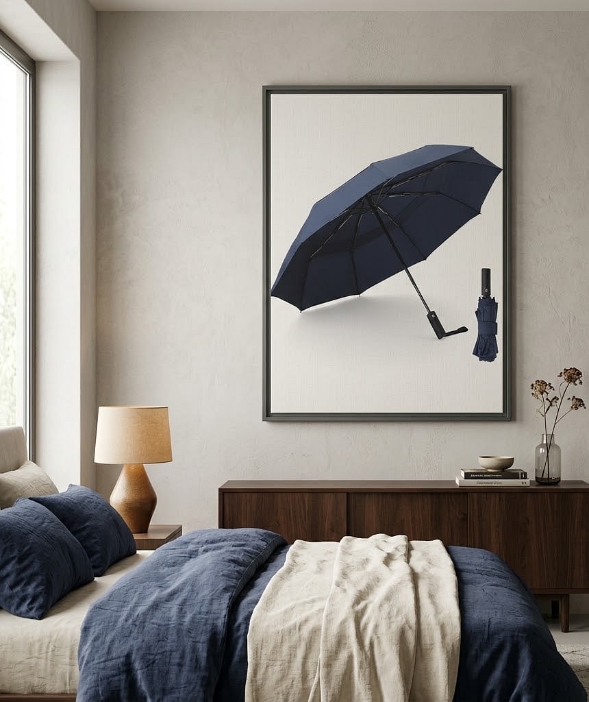 Compact Travel Umbrella fo Rain, Windproof Folding Umbrella with 9 Fiberglass Ribs, Vented Double Canopy, Automatic Open
