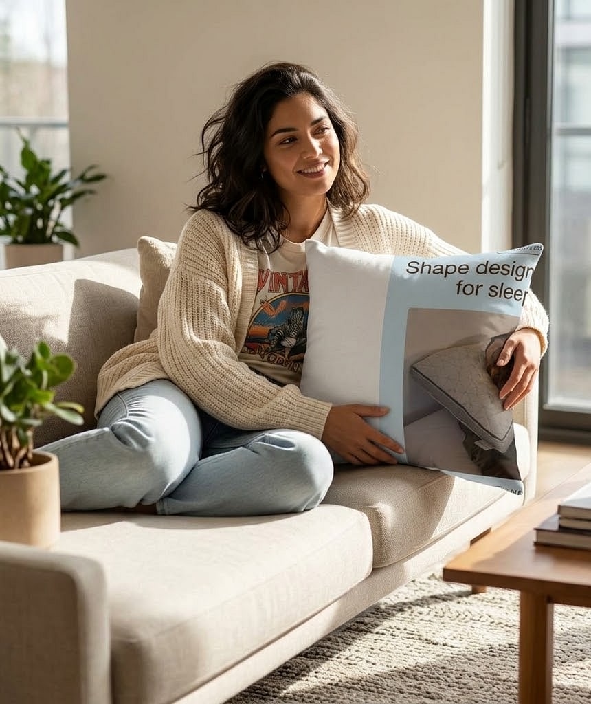 Coop Home Goods Eden Cut-Out Bed Pillow for Side Sleepers, Queen Size, Adjustable Medium Soft Memory Foam Cooling Pillow