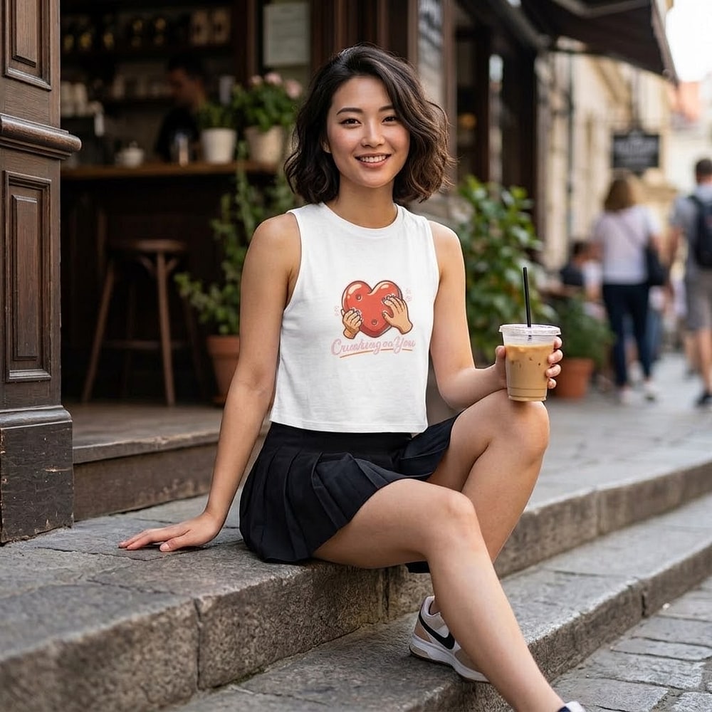 Crushing On You — Flirty Heart Climbing Hold Women's Crop Top