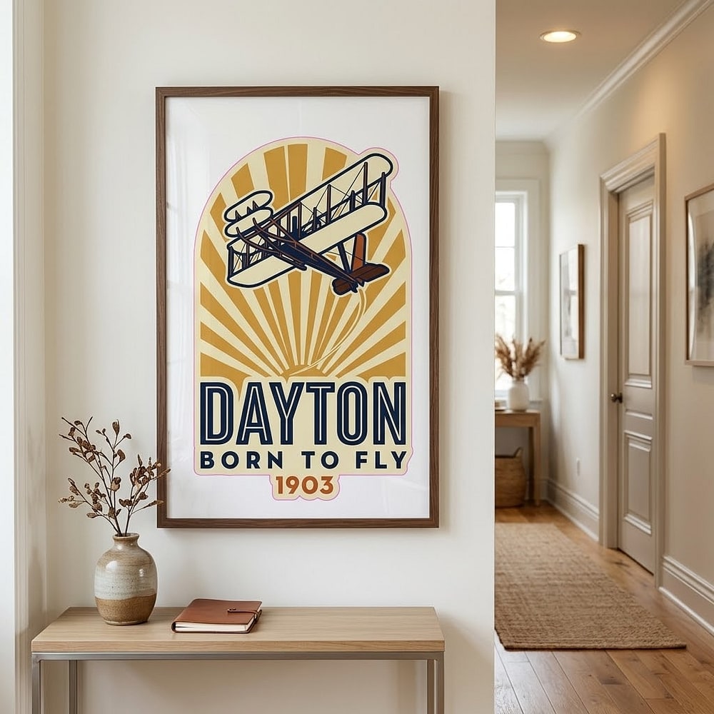 Dayton — Born to Fly Vintage Aviation Matte Poster