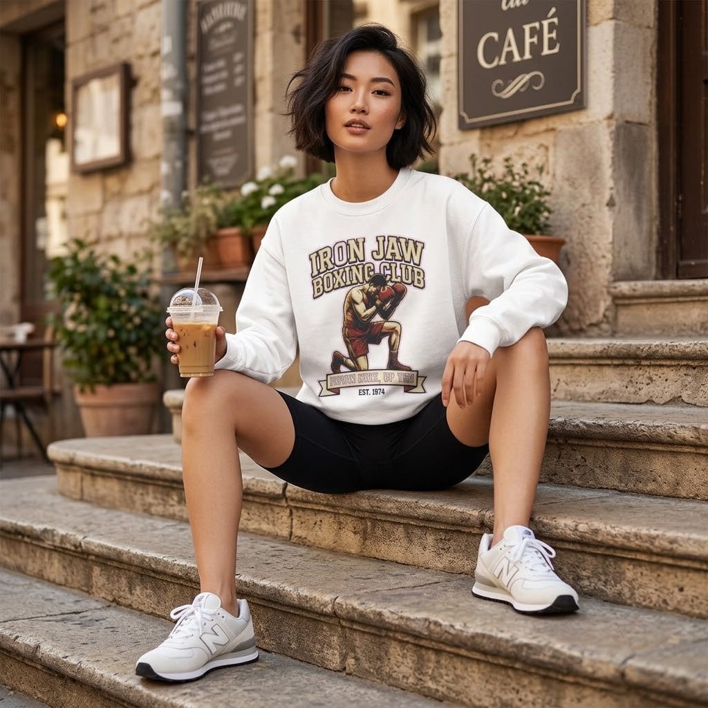 Down Nine, Up Ten — Dramatic Vintage Boxing Club Crewneck Sweatshirt