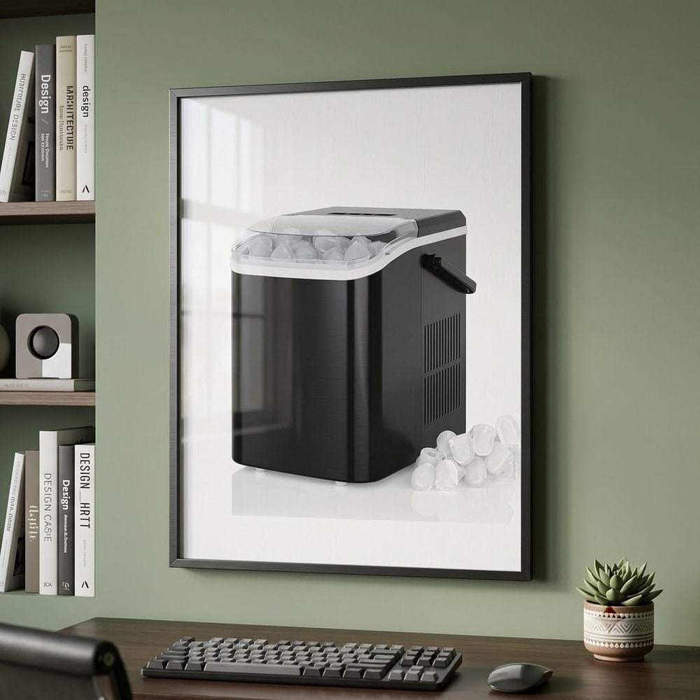 DUMOS Countertop Ice Maker with Handle, Portable Ice Machine for Home Black
