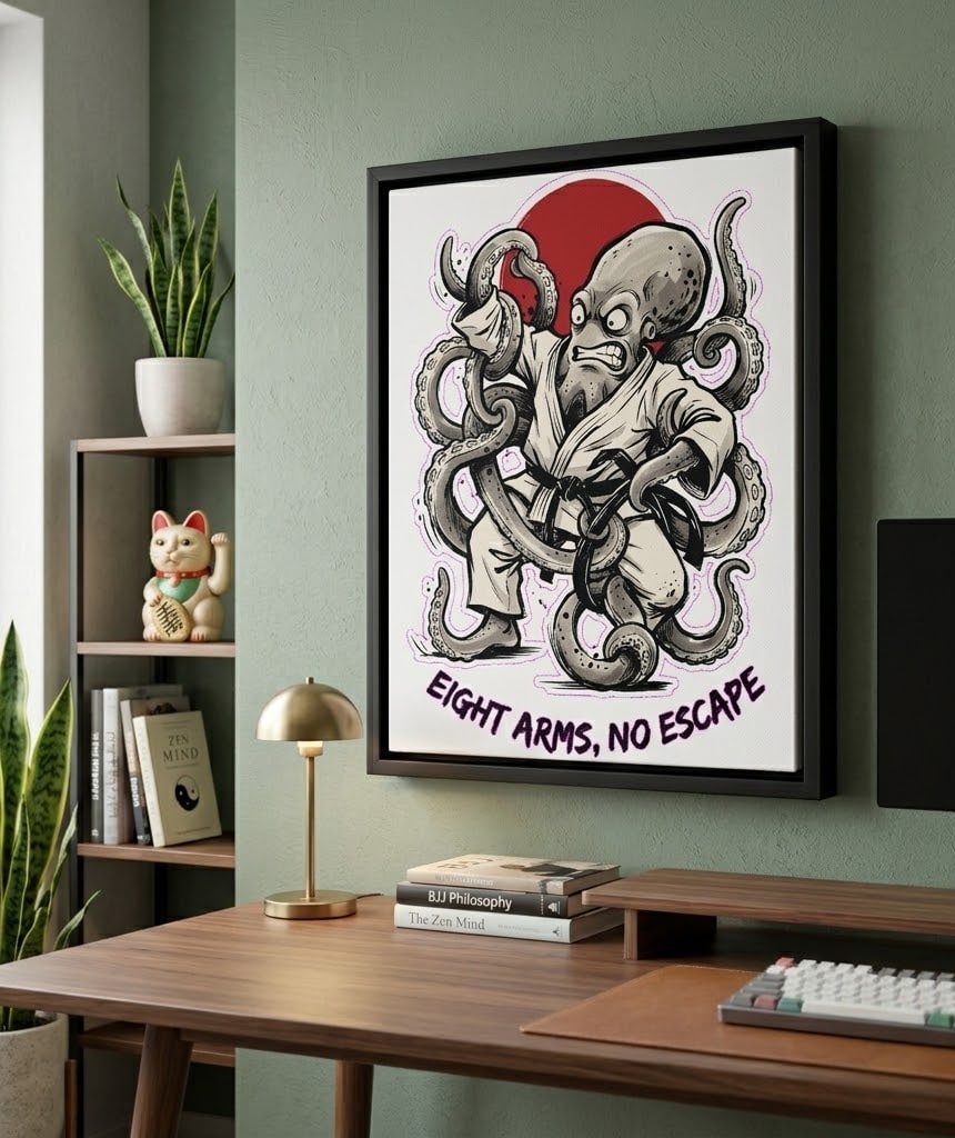 Eight Arms, No Escape — Chaotic Jiu-Jitsu Octopus Stretched Canvas