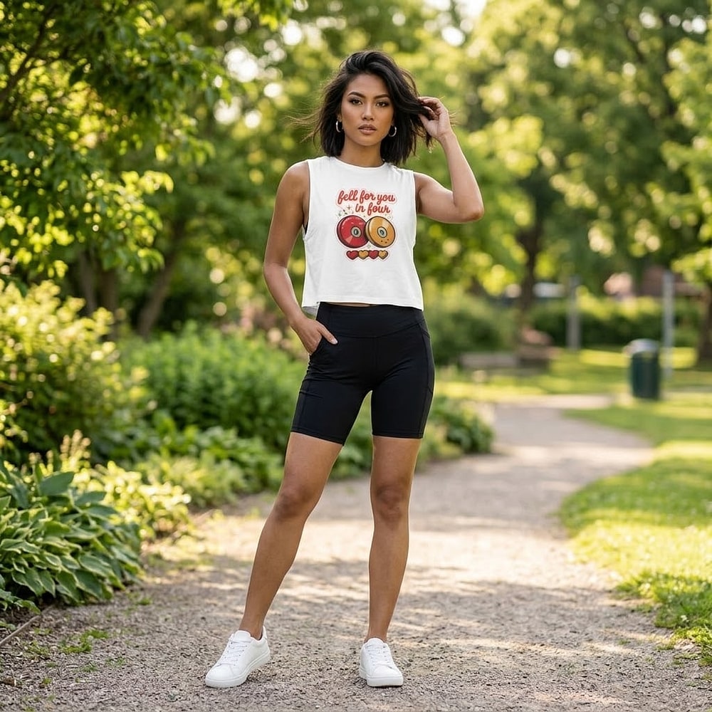 Fell For You In Four — Romantic Drop-Disc Hearts Women's Crop Top