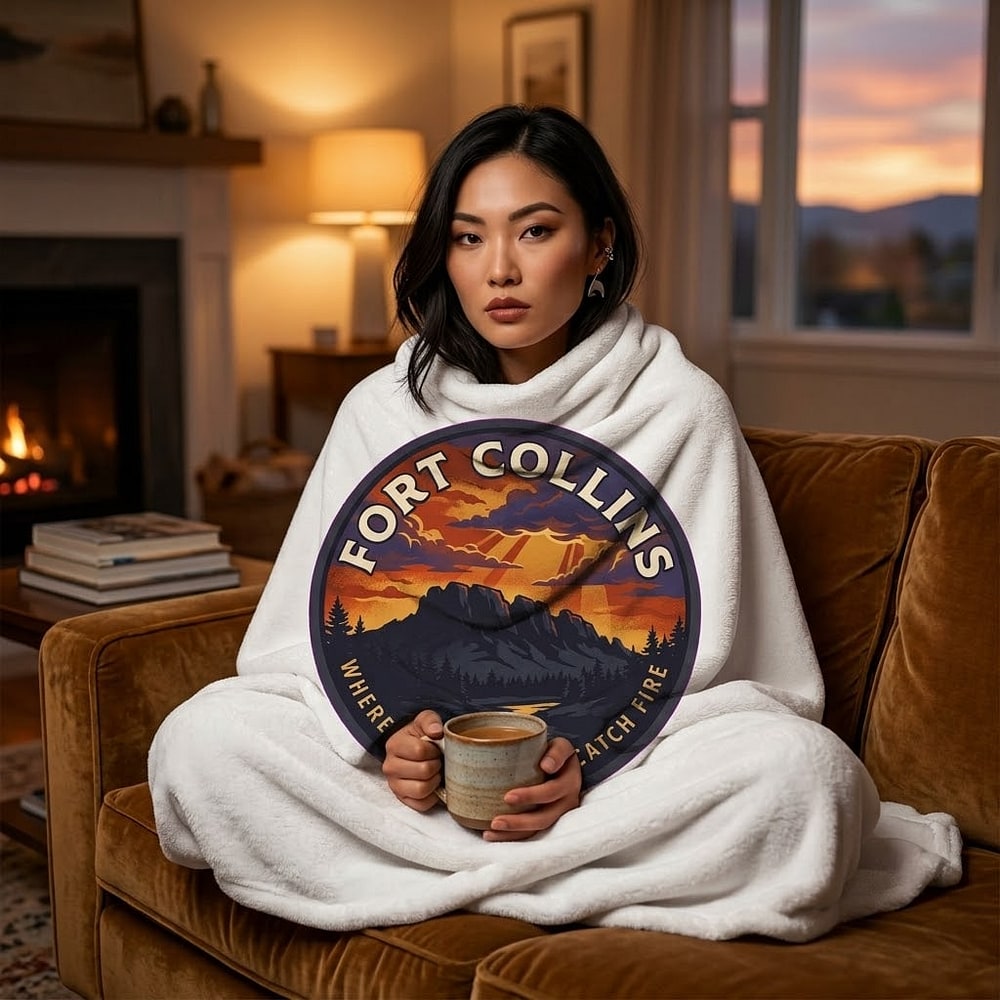 Fort Collins — Where the Foothills Catch Fire Plush Blanket