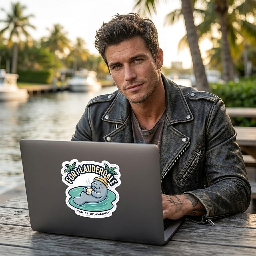 Fort Lauderdale Cozy Canal Manatee Die-Cut Sticker
