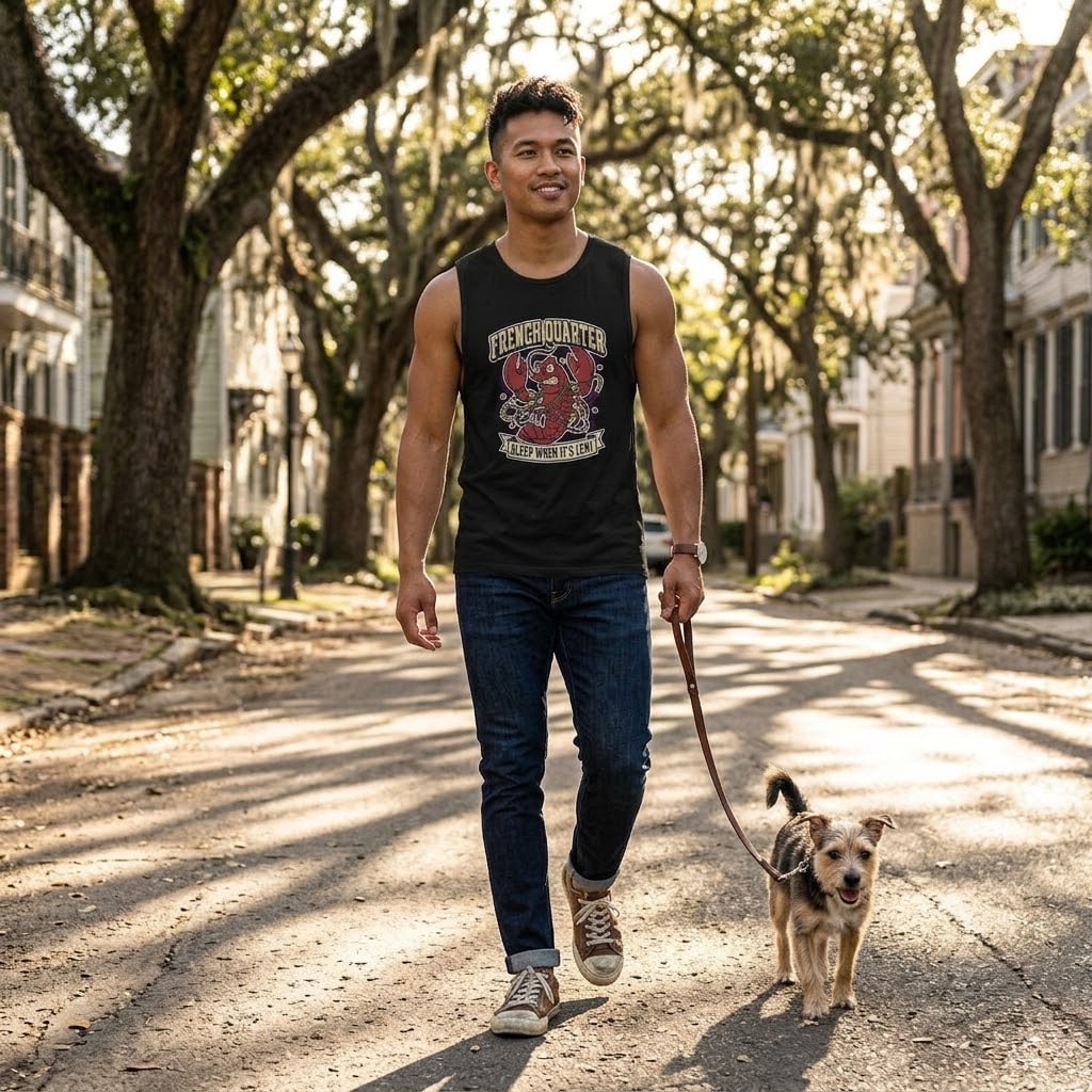 French Quarter — Sleep When It's Lent Chaotic Crawfish Brawler Men's Muscle Tank