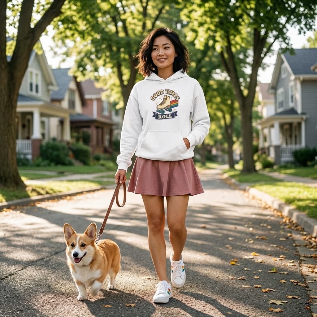 Good Times Roll — Festive Retro Roller Disco Skate Pullover Hoodie