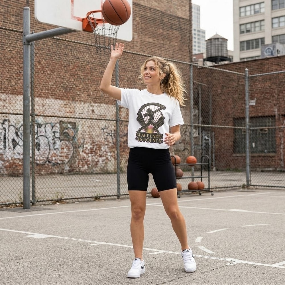 Grace Under 16 Pounds — Elegant Art Deco Shot Put Unisex Tee