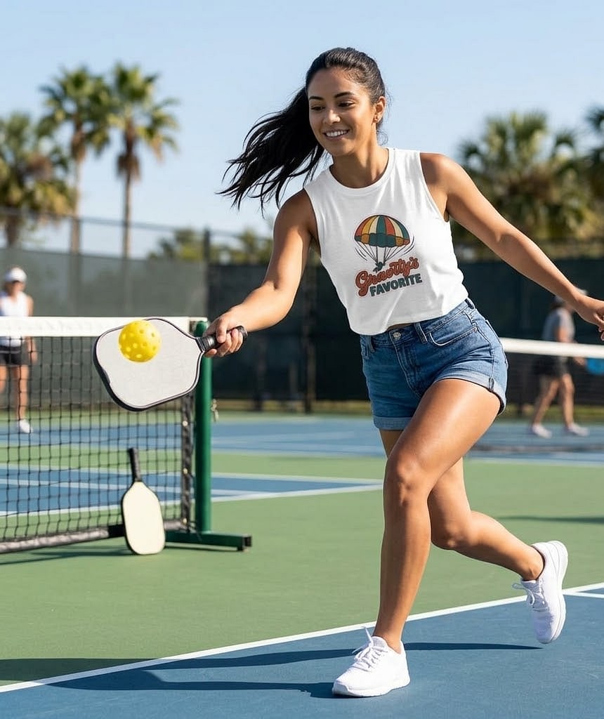 Gravity's Favorite — Retro Sunset Parachute Emblem Women's Crop Top