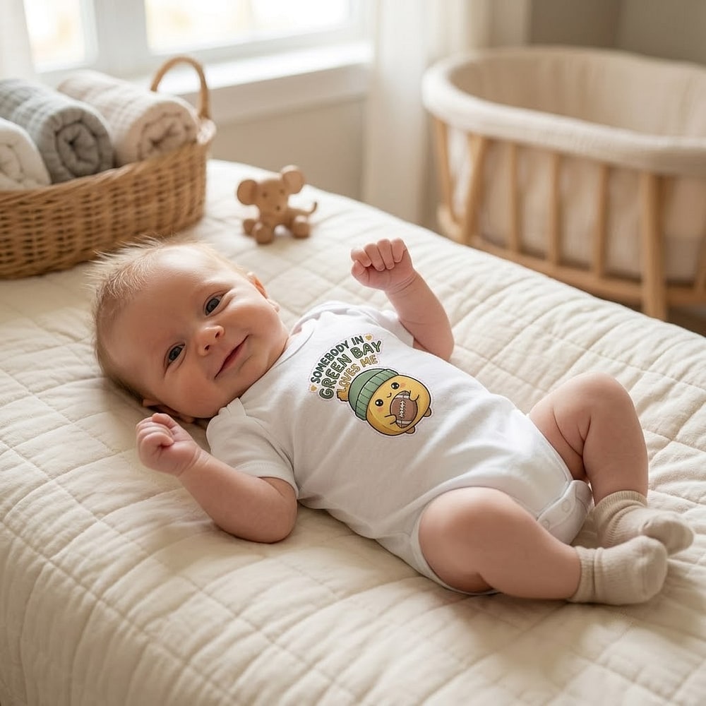 Green Bay — Somebody in Green Bay Loves Me Kawaii Cheese Cuddle Baby Bodysuit