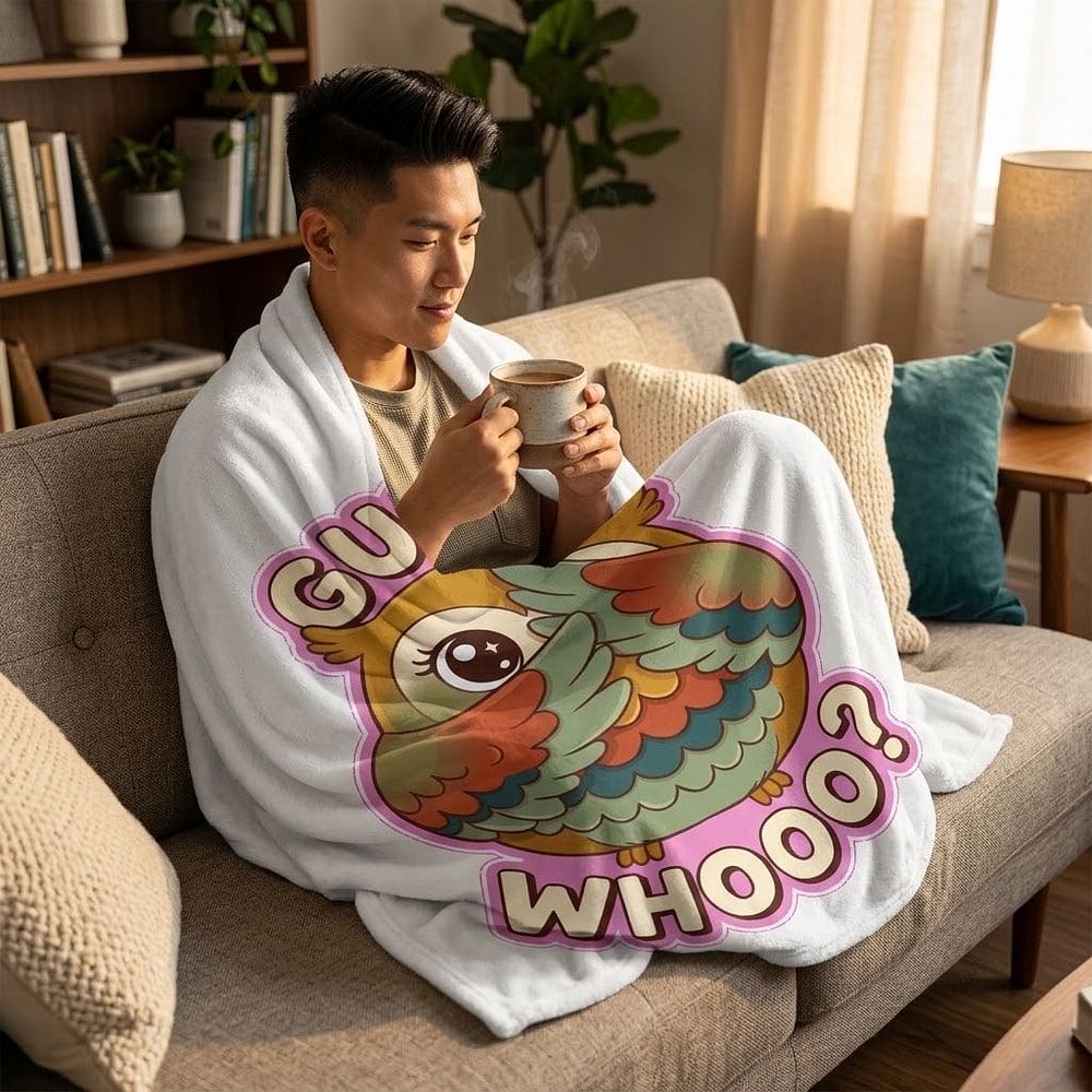 Guess Whooo — Playful Peeking Owl Plush Blanket