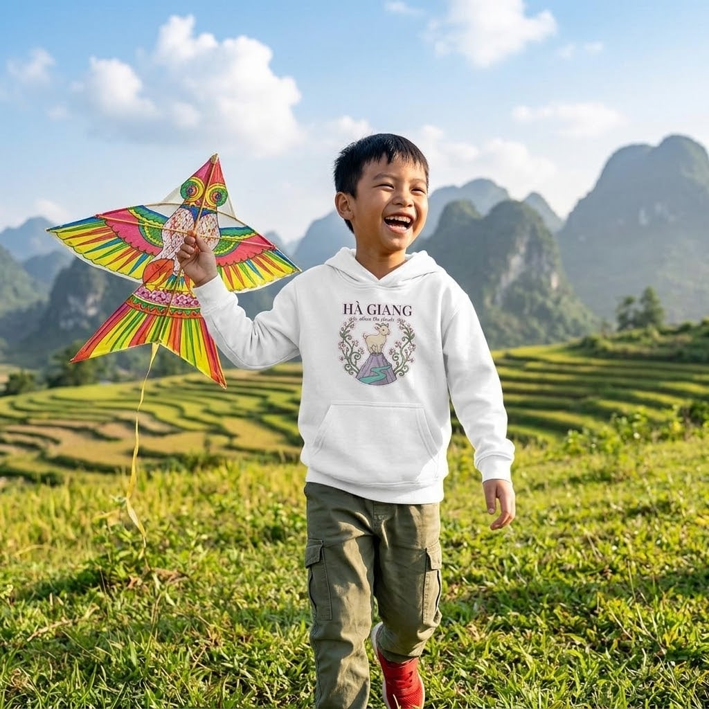 Ha Giang — Bloom Above the Clouds Elegant Buckwheat Goat Kids Hoodie