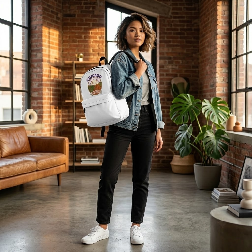 Ivy & Innings — Nostalgic Chicago North Side Baseball Crest Classic Backpack