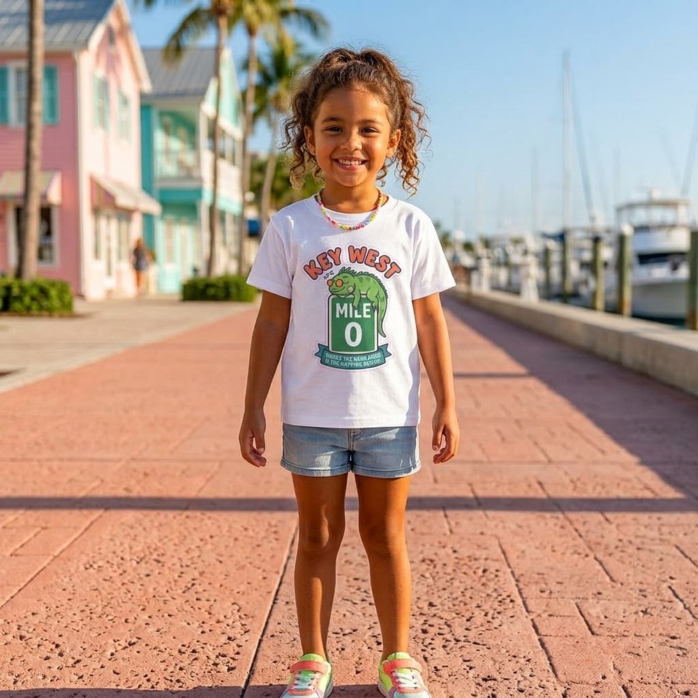 Key West — Where the Road Ends & the Napping Begins Kawaii Iguana Kids Tee