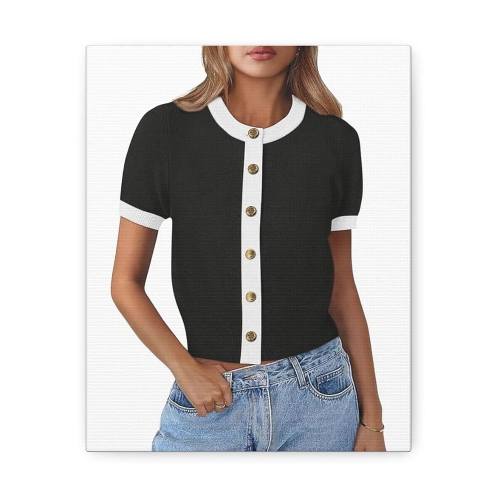 Kistore Womens Summer Casual Short Sleeve Sweater Cardigan Button Down Crew Neck Knitted Crop Cardigan Tops