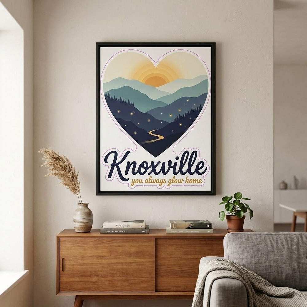 Knoxville — You Always Glow Home Firefly Mountain Heart Stretched Canvas