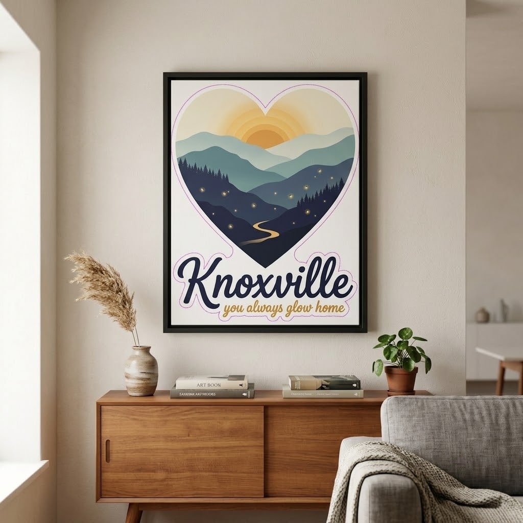 Knoxville — You Always Glow Home Firefly Mountain Heart Stretched Canvas