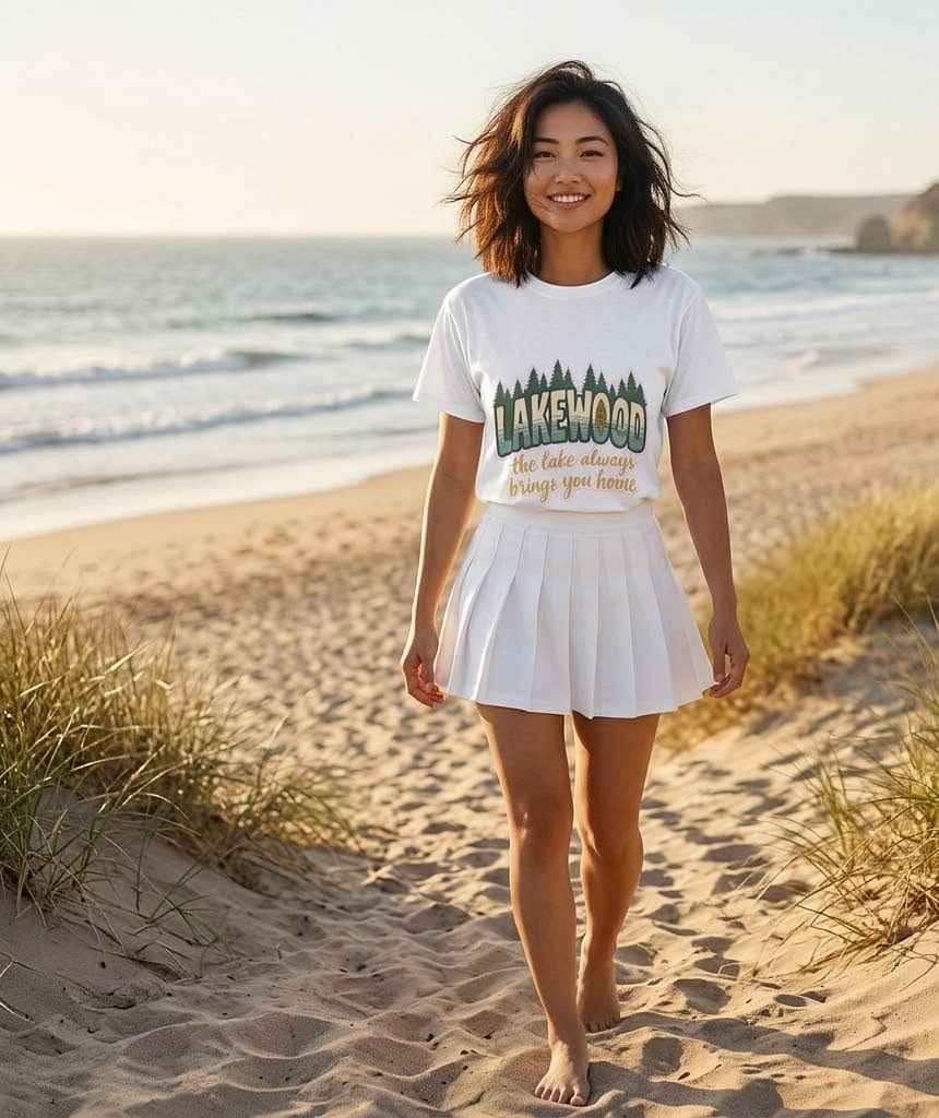 Lakewood — The Lake Always Brings You Home Nature Wordmark Unisex Tee