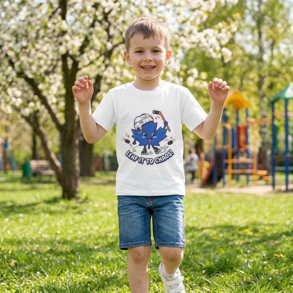 Leaf It to Chaos — Chaotic Toronto Blue Maple Leaf Hockey Kids Tee