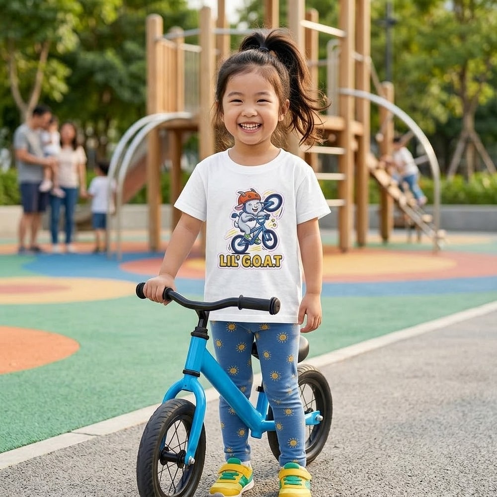 Lil' G.O.A.T. — Bold BMX Goat Big-Air Kids Tee