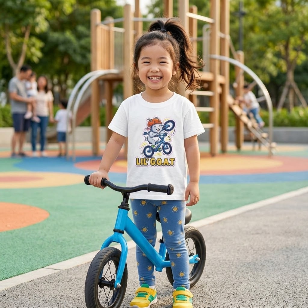 Lil' G.O.A.T. — Bold BMX Goat Big-Air Kids Tee