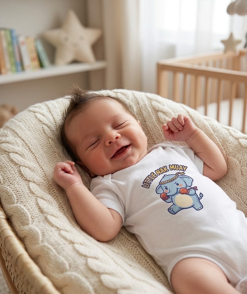 Little Nak Muay — Tough-Cute Muay Thai Baby Elephant Baby Bodysuit