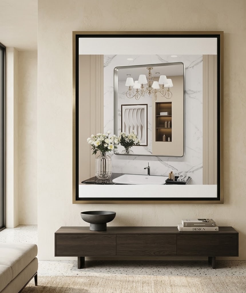 LOAAO 30X36 Inch Brushed Nickel Bathroom Mirror, Rounded Rectangle Silver Metal Frame Mirror, Brushed Nickel, Anti-Rust,