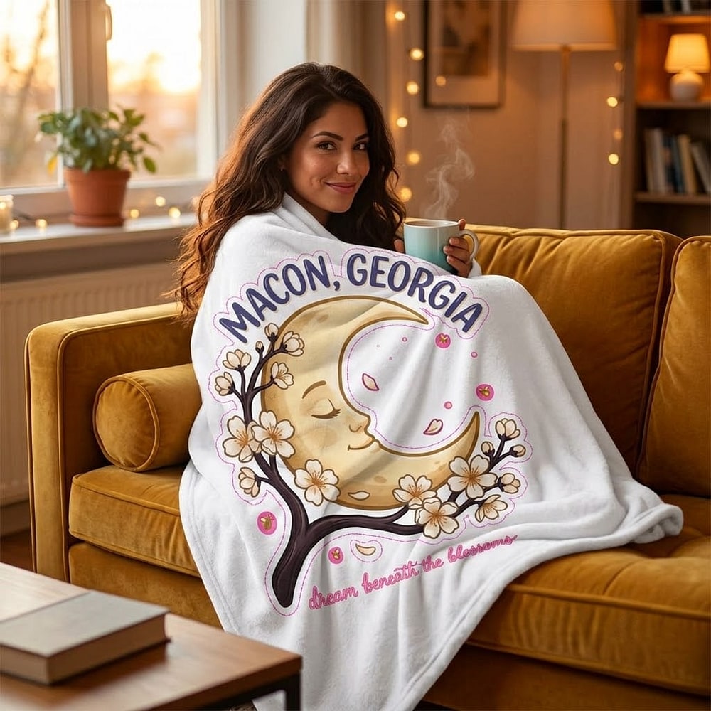 Macon — Dream Beneath the Blossoms Plush Blanket