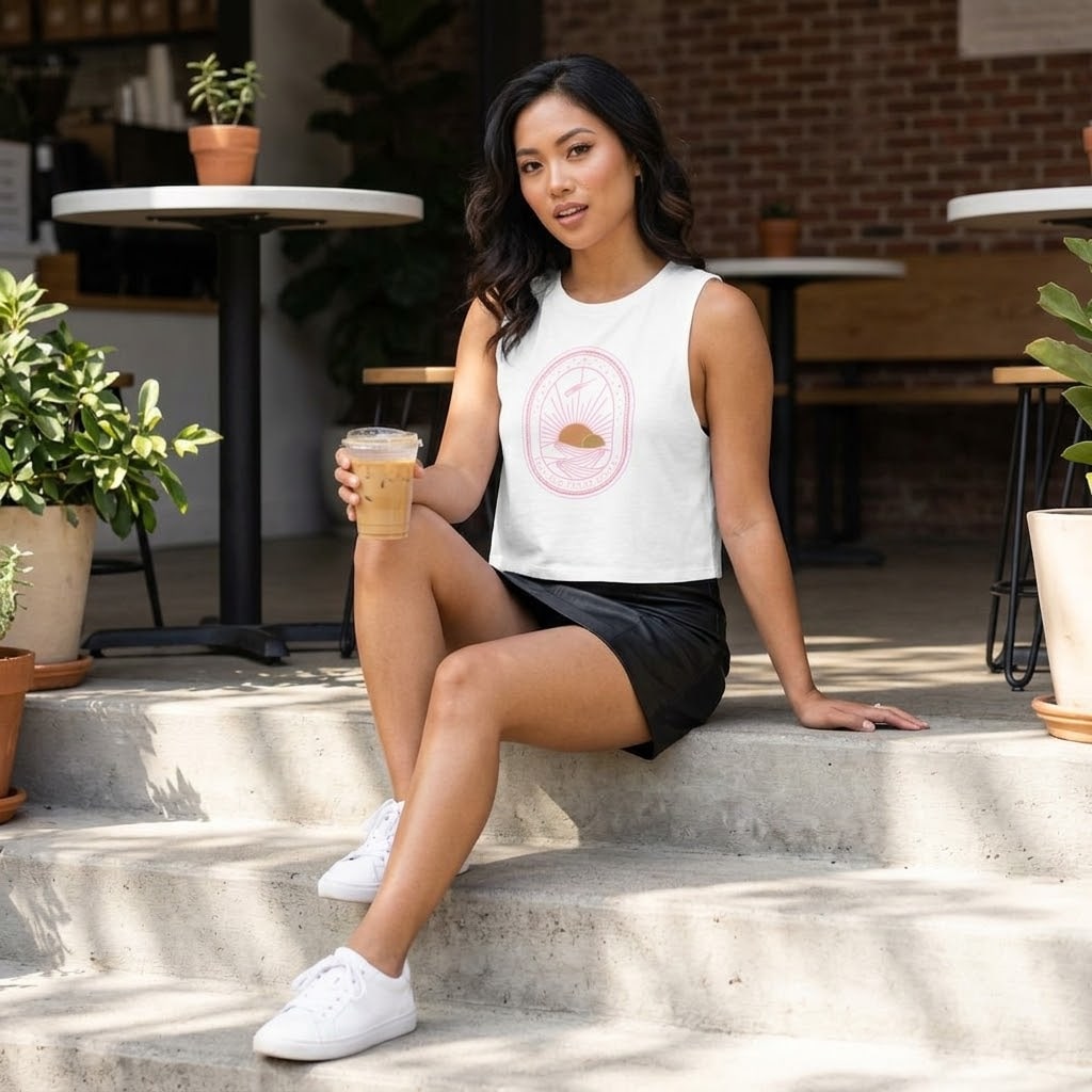 May The Stars Be Kind — Elegant Art Deco Twin Suns Space Opera Women's Crop Top