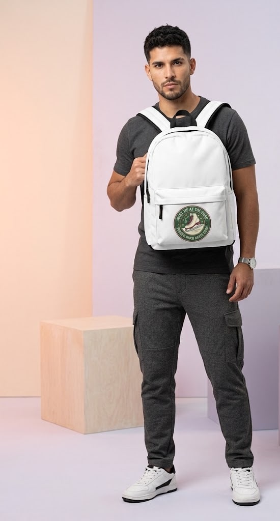 Meet Me at the Pond — Festive Vintage Ice Skating Emblem Classic Backpack