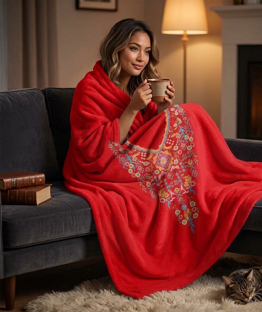 Mexican Embroidered Shirts for Women Bohemian Tops Peasant 3/4 Sleeve V Neck Shirt Tunic Blouses