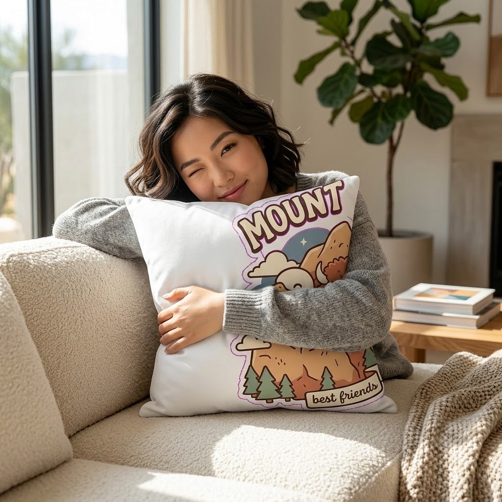 Mount Rushmore — Best Friends, Set in Stone Kawaii Granite Pals Throw Pillow