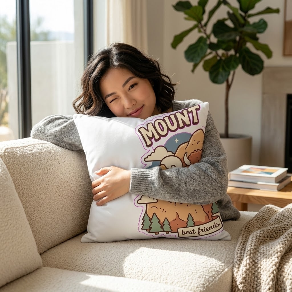 Mount Rushmore — Best Friends, Set in Stone Kawaii Granite Pals Throw Pillow